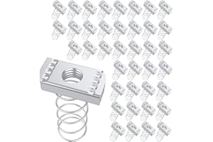 Jayseon 40 Pcs 1/4"-20 Strut Channel Nuts,Carbon Steel Spring Strut Nuts for Strut Channel, Spring Nuts for Channel Struts, Dacromet Finish Excellent Rust