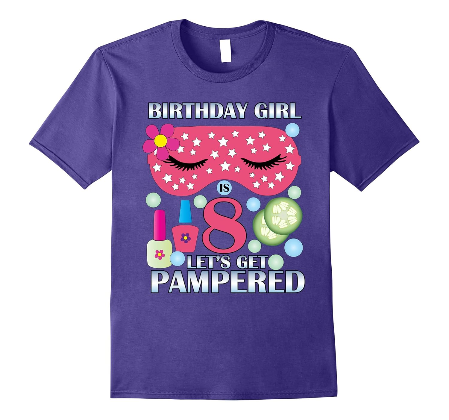 Spa Birthday Party Themed Birthday TShirt Girls Age 8-Rose