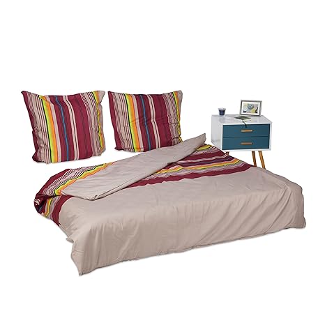 Relaxdays Bettwäsche Streifen, Bettzeug Set für Paare, 80x80 cm Kissenbezüge gestreift, Deckenbezug 200x200 cm, bunt