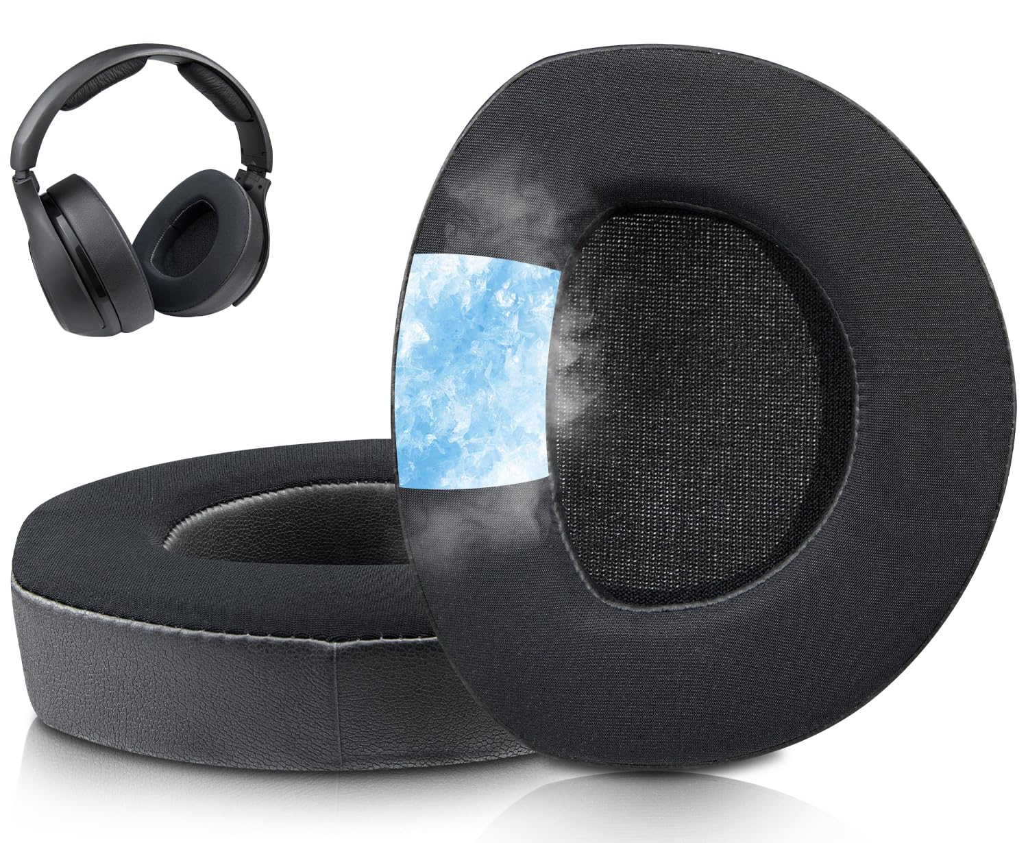 SOULWIT Cooling-Gel Ear Pads Replacement for Sennheiser HDR160(HDR 160/RS160/TR160), HDR170(TR170/TR 170/RS170)/HDR180(TR180/RS 180) Headphones, Earpads Cushions with Noise Isolation Foam