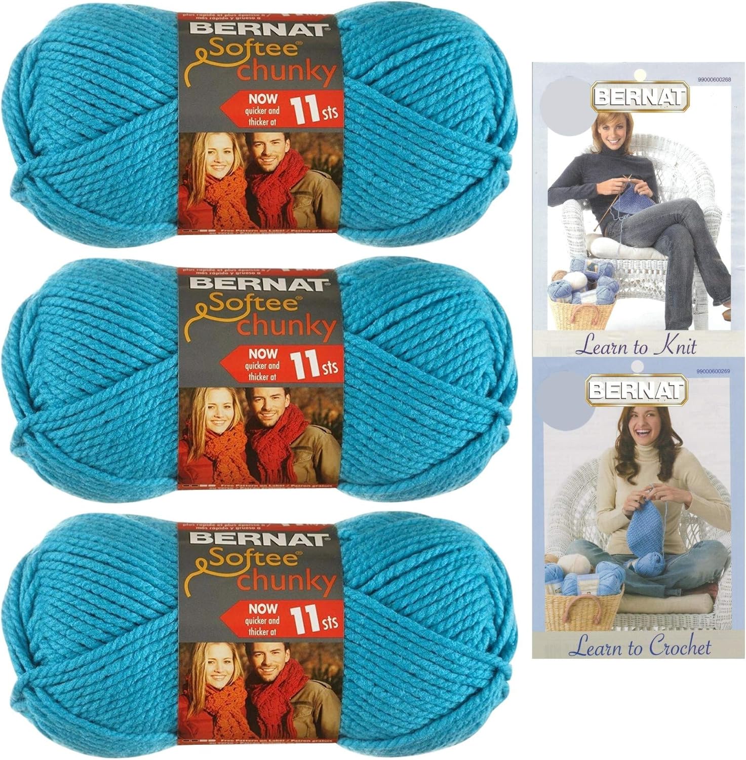 Bernat Softee Chunky Yarn Bundle Super Bulky Number 6, 3