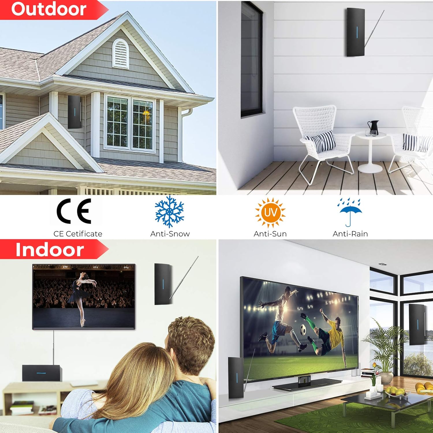 TV Antenna, 2021 Newest Digital HDTV Antenna, Indoor Outdoor HD Antenna 320 Miles 360° Reception Long Range Amplified Signal Booster for 4K 1080P Fire Stick Smart TV All Old Television 34ft Coax Cable: Home Audio & Theater