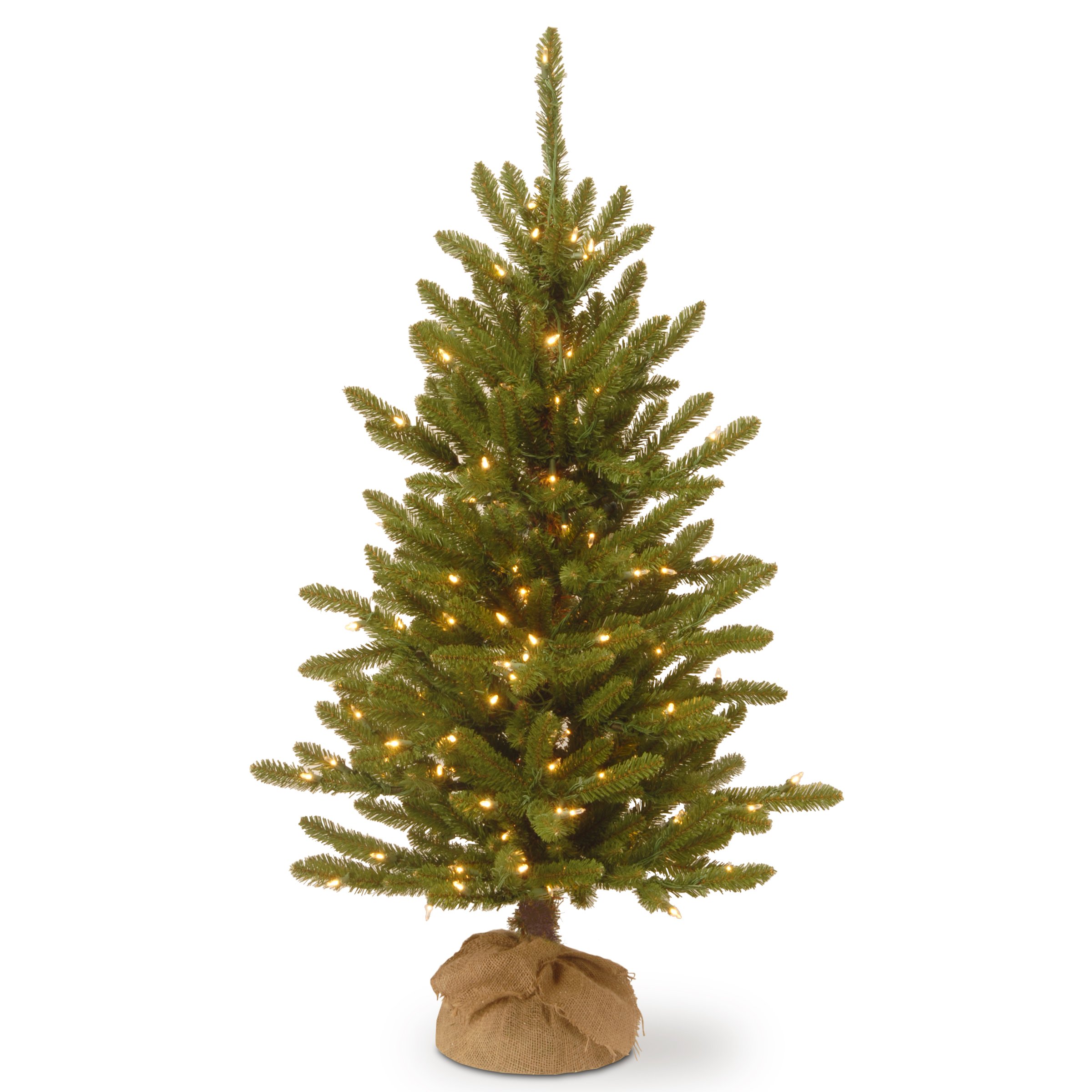Photo 1 of ***SIMILAR PRODUCT**** Tree Company 4 ft Pre-Lit Kensington Mini Artificial Christmas Tree, 150 Clear Lights, 154 Tips, Burlap Base, Green