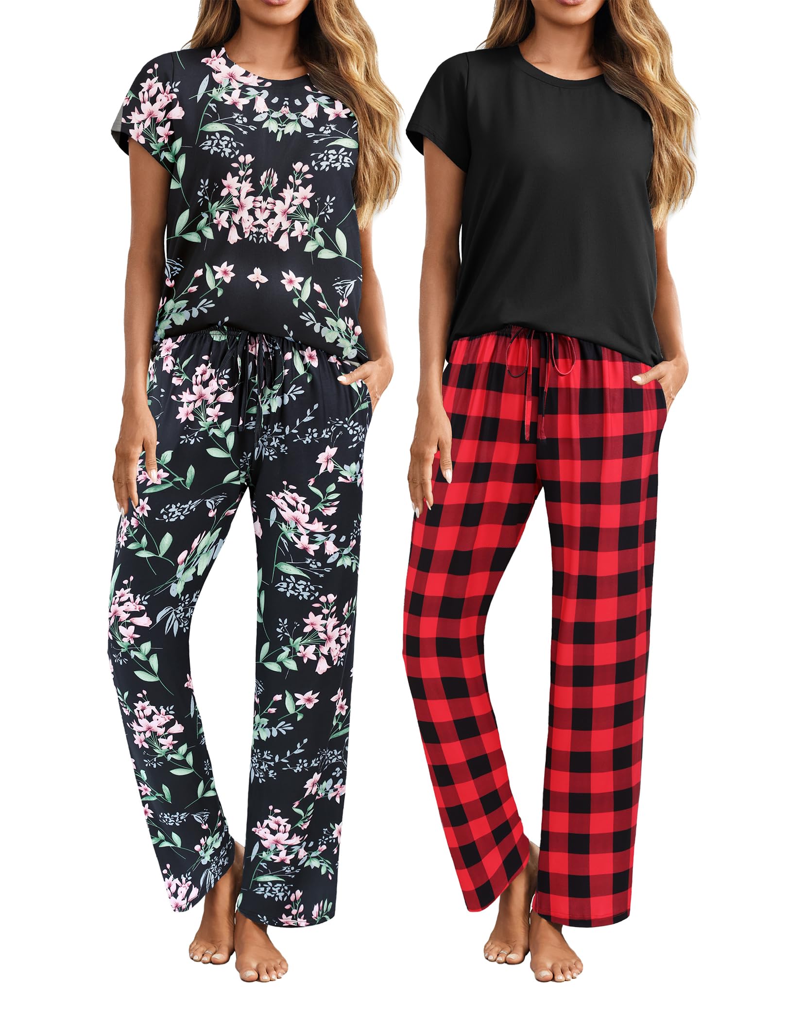 Ekouaer Paquete De 2 Pijamas Para Mujer Conjunto