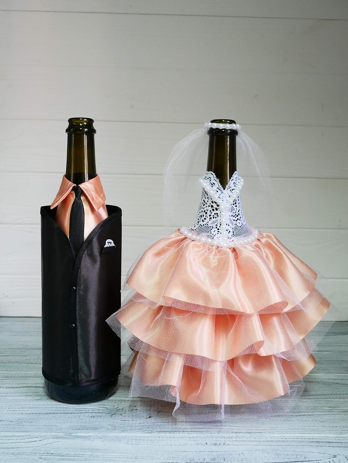 Bride and Groom Wine Bottle Covers Wine bottle dressup for Weddings Wedding