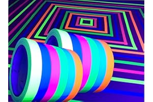 GreyParrot Tape UV Tape Blacklight Reactive, (6 Colors), 33ft per roll, 2 Rolls/Color, Fluorescent Cloth Tape, Glow in The Dark Tape Under UV Black Light