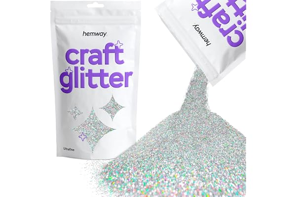 Hemway Craft Glitter Silver Holographic 100g Ultrafine Glitter for Crafts | for Resin, Epoxy, Tumbler, Art, Candle, Decoratio