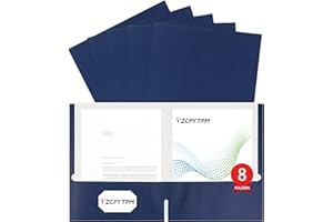 VZCPYTPM 8 Packs Navy Blue Two Pocket File Folders,File Folder Letter Size,8.5x11Inches File Folders for Office,School and Home,Organizer File Folder