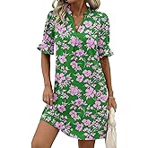 Zeagoo Summer Dresses for Women 2026 V Neck Ruffle Sleeve Casual Shift Dress Hawaiian Sundress Beach Vacation Clothes