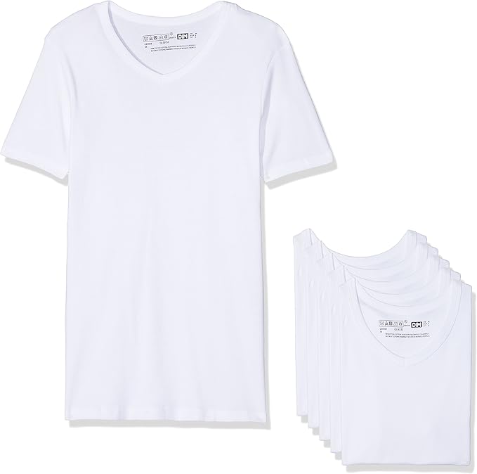 t shirt blanc col v homme