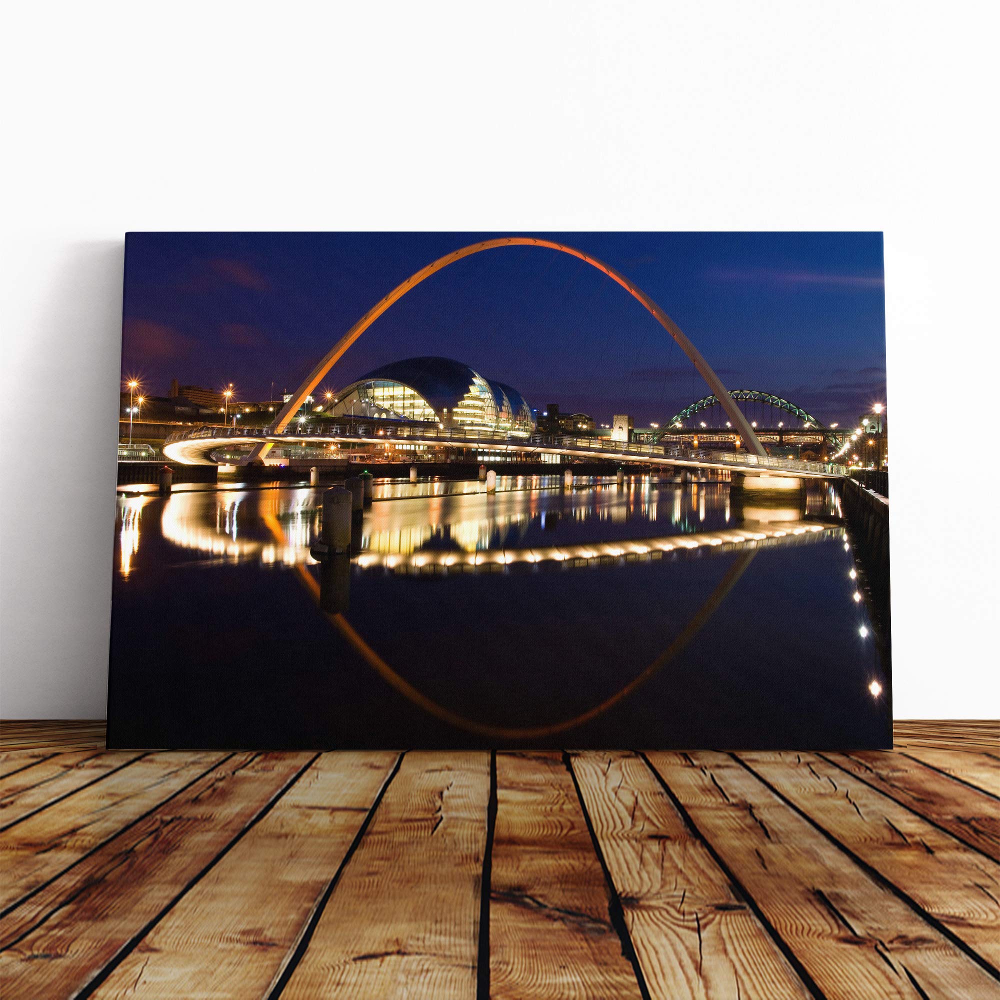 Millennium Bridge Newcastle Canvas Print | Gallery Wrapped 30mm Frame Wall Art | 20x14 inches | Ready to Hang | Modern Cityscape Picture | Living Room Bedroom Lounge Office