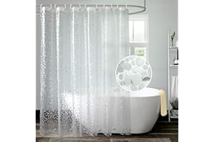 AooHome Extra Long Eva Shower Curtain Liner, Heavy Duty Shower Curtain Cobblestone Patten with Bottom Magnets, Semi Transparent, 72W x 86L inch