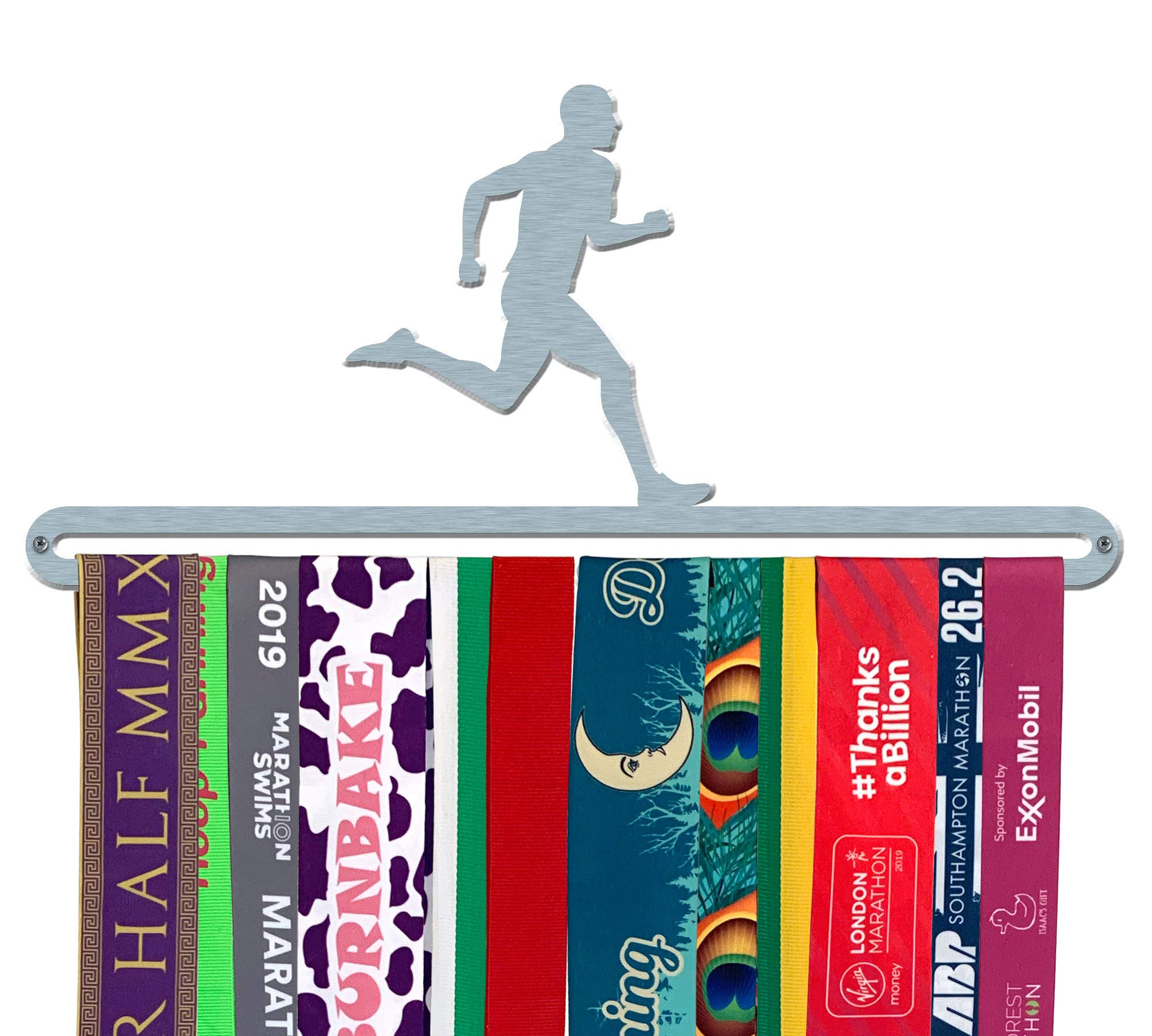 The Medal Hanger Shop | Male Runner | Brushed Stainless Steel | Medal Hanger Display Holder for Runners | Made in Britain