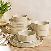 TheTerra Ceramic Dinnerware Sets for 4, 12 Pieces Porcelain Lightweight Speckled Plates and Bowls Sets, Scratch Resistant Dish Set, Oven & Microwave & Dishwasher Safe