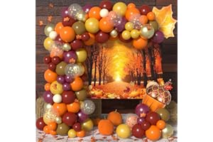 GENERIC 174 pcs Fall Party Decorations - Fall Thanksgiving Balloon Garland Arch Kit with Orange Burgundy Red Balloons Maple Leaf Pine Cone Foil Balloon Fall Backdrop for Harvest Thanksgiving Party Decor