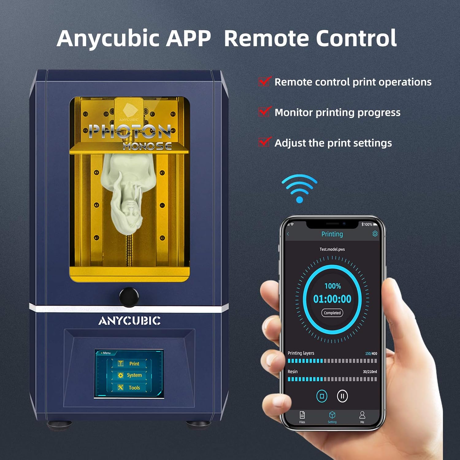 Anycubic Photon Mono Se Resin 3d Printer Uv Lcd Sla 3d Printer Ultra Fast Printing With 6 2k Mono Screen And Wifi Function Dual Z Axis Linear Rail Print Size 5 12 L X 3 07 W X 6 29 H Amazon Com Industrial Scientific