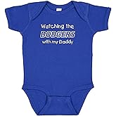 Curiositees Watching the Dodgers with My Daddy Cute Baby Bodysuit Outfit - Royal