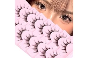 Manga Lashes Natural Look False Eyelashes Anime Lashes Mink Wispy Fluffy Spiky 3D Volume Eyelashes Pack Korean Japanese Asian Cosplay Fake Eyelashes Look Like Individual Cluster 7 Pairs by EYDEVRO