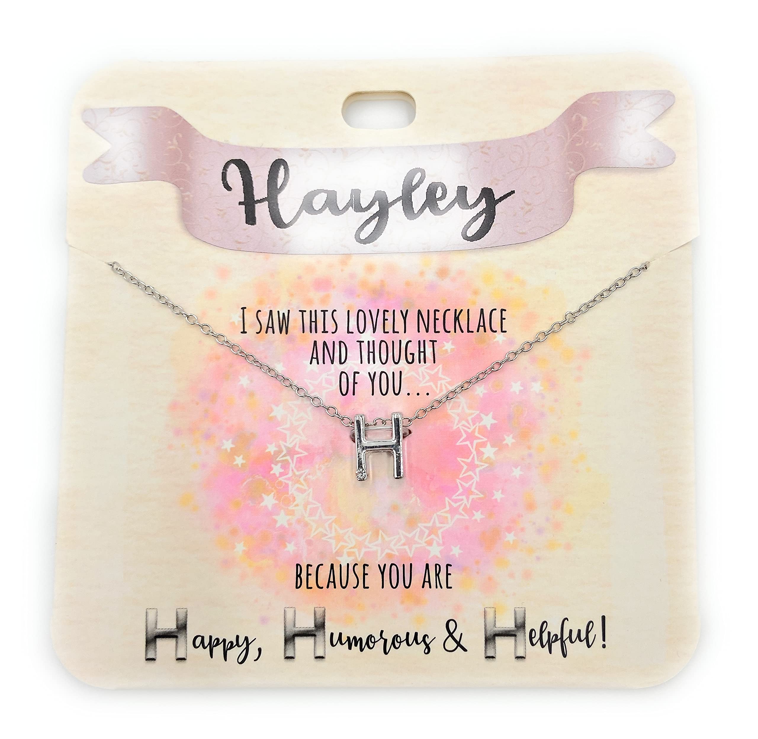 Royal County HAYLEY - 'H' NECKLACE - Gorgeous personalised silver letter necklace with sparkly diamond on bottom of letter.