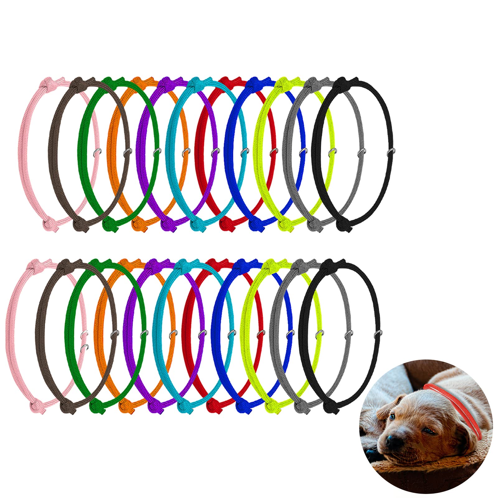 AIEX 24pcs Puppy Id Collars, Puppy Bands Collars Whelping Collars for Newborn Pet Dog Cat Identification