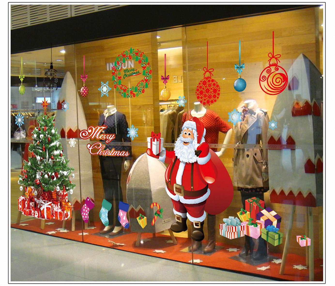 Navidad Decoracion Vinilo pegatina pared Árbol Papá Noel