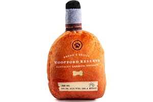 Haute Diggity Dog Woofford Reserve Bourbon Bottle Parody Plush Dog Toy for Medium & Large Dogs, Drink-Inspired Stuffed Dog Toys with Interactive Squeaker, Machine-Washable, Durable & Safe, One Size