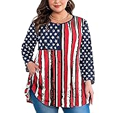 splensive Womens Tunic Tops 3/4 Sleeve Plus Size Crew Neck Swing Flare Loose Fit T-Shirt Blouses to Wear with Leggings