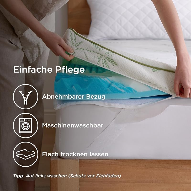 Matratzen Topper 90x200cm H2/H3 - Atmungsaktiver Bambusbezug 7 cm
