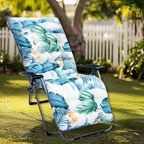 High Back Sun Lounger Replacement Cushion: 170x53 cm Padded Soft Non Slip Ties Outdoor Indoor Use for Reclining Garden Chair Patio Beach Porch Furniture