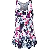 Cestyle Womens Sleeveless Scoop Neck Flowy Loose Fit Workout Shirts Racerback Long Tank Tops