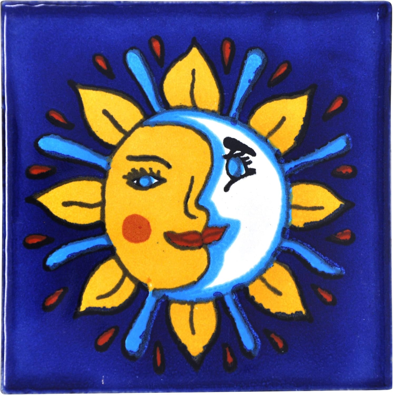 Tumia LAC Handmade Mexican Talavera Tile - Authentic Style Hernan Ceramic Tiles for Crafts Backsplashes and Home Improvement (10)