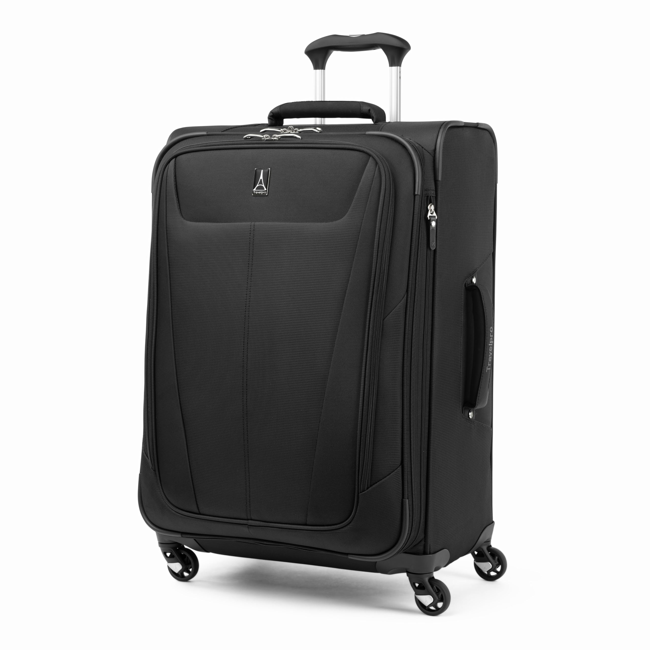 Travelpro Maxlite 5 Softside Expandable Luggage with 4 Spinner Wheels, Lightweight Suitcase, Men and Women, Black, Checked-Medium 25-Inch