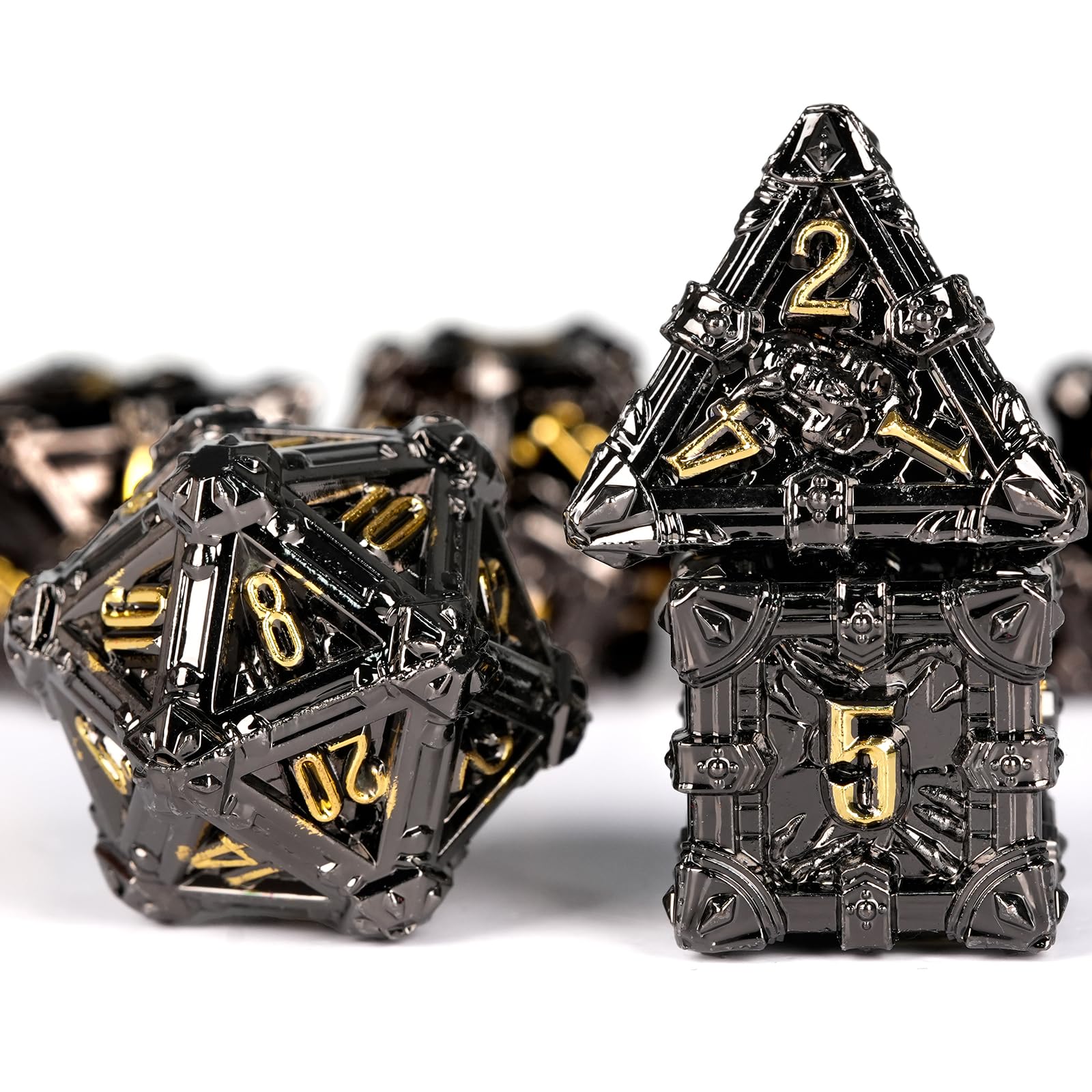 HKDZ Metal DND Dice 7pcs Role Playing d&d dice,Dice Set D20 D12 D10 D8 D6 D4,Metal dice for Pathfinder Warhammer MTG RPG Board Games — image 1