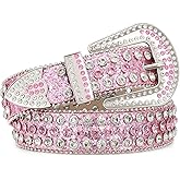 SUOSDEY Men Women Cowboy Rhinestone Belt Western Cowgirl Bling Sequins Diamond Shiny Studded Belt for Jeans