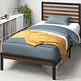 Zinus Kai Bamboo and Metal Platform Bed Frame with Headboard, No Box Spring Needed, Easy Assembly, Twin, Brown