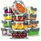 Bestfull 12 Pack Glass Food Storage Container Set with Snap Locking Lids Airtight, Stackable Borosilicate Glass Meal Prep Containers, Microwave, Oven, Freezer and Dishwasher Safe (Gray)