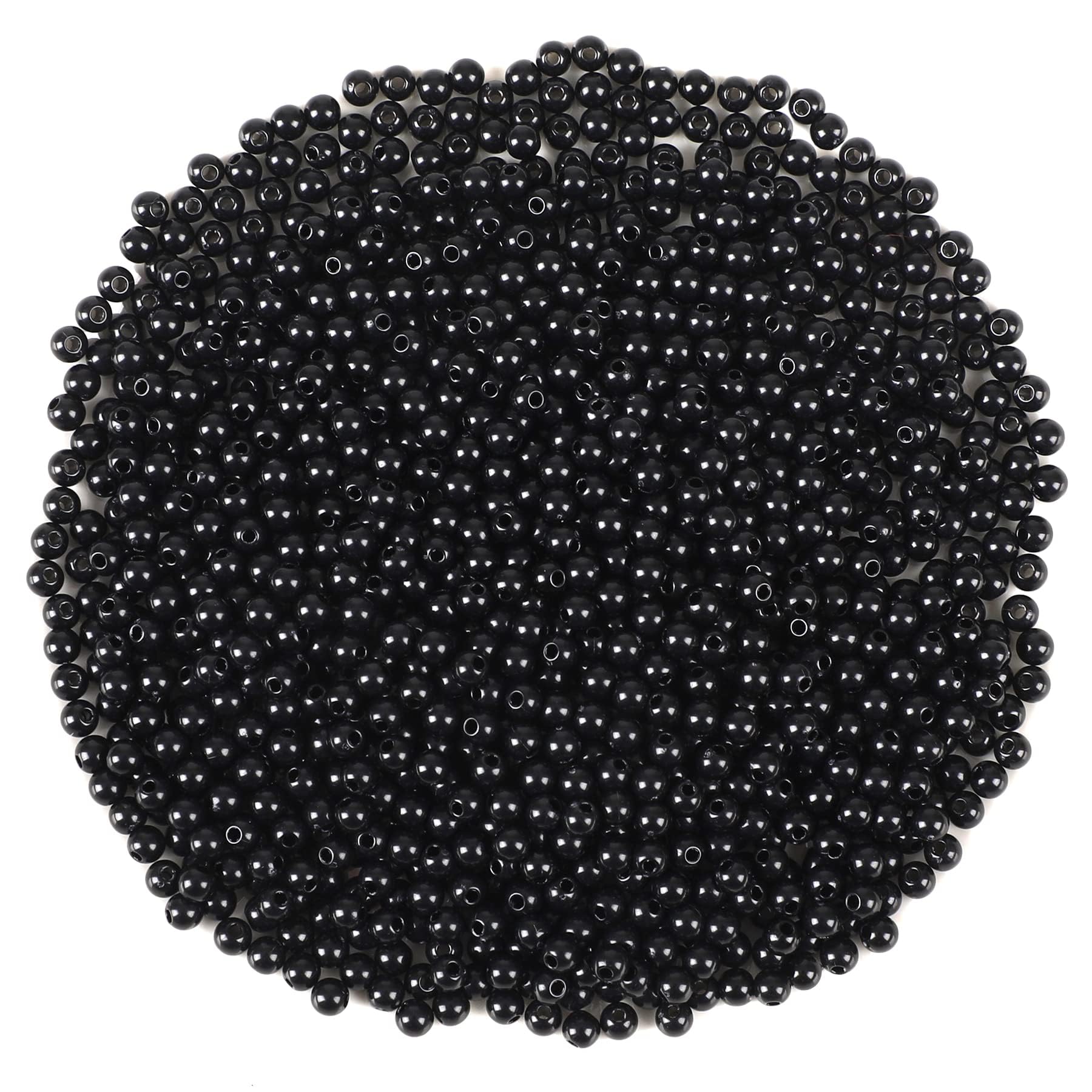 Photo 1 of 1200Pcs 4mm Black Spacer Beads Round Smooth Loose Ball Beads for Bracelet Jewelry Making Craft