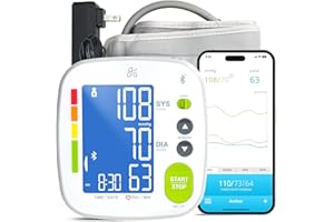 Greater Goods Bluetooth Blood Pressure Monitor, Upper Arm BP Machine with Adjustable 8.7”-16.5” Cuff, iOS and Android App Compatibility, Portable with Carrying Case