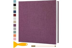 SEMFALBUUMS Photo Album Self Adhesive Pages Scrapbook Magnetic Photo Albums with Sticky Pages for 4x6 5x7 8x10 Pictures Books with A Metallic Pen for Baby Family Wedding 11x10.6 Purple 40 Pages