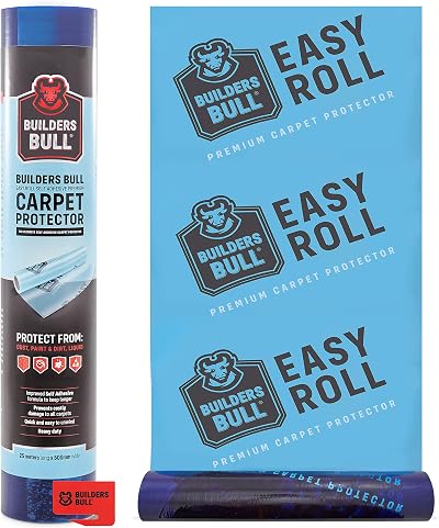 Builders Bull Heavy-Duty Carpet Protector 50m Self-Adhesive Waterproof Roll