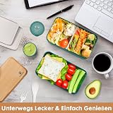 Sinnsally 1400ml Bento Box Lunch Box Stackable Leak-Proof Nordic Green view 4