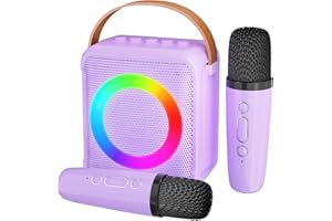 Ankuka Karaoke Player,Karaoke Microphone Machine for Kids, Portable Speaker with 2 Wireless Microphone Karaoke Player for All