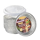 CURTA 8" Round Aluminum Foil Pans with Clear Lids