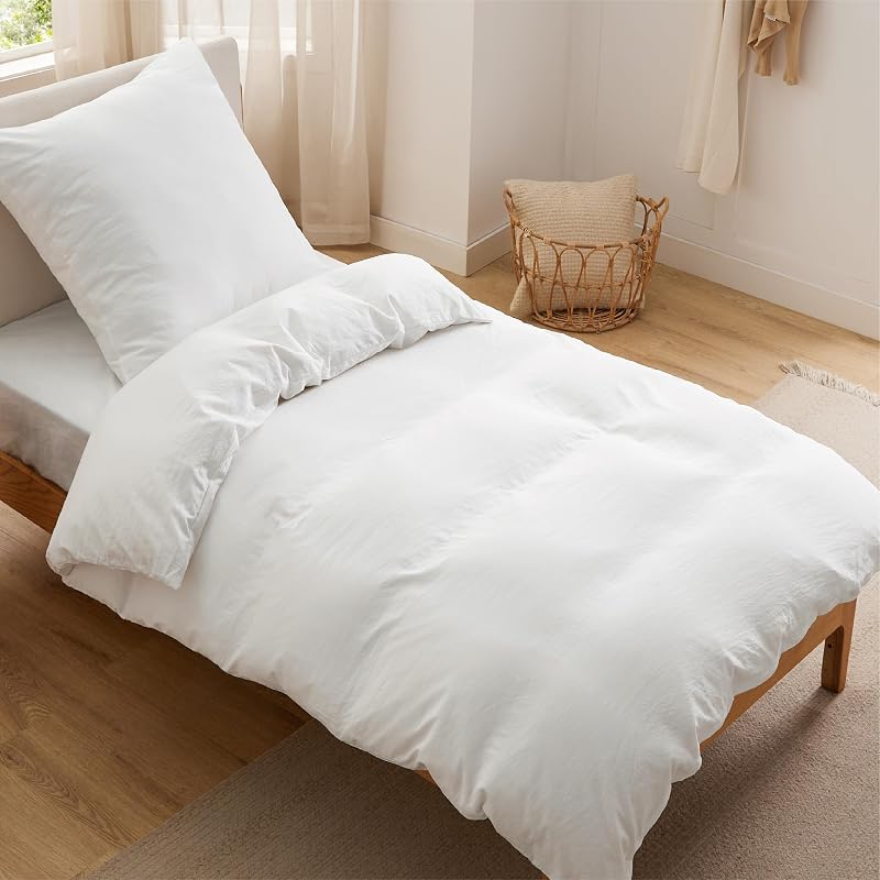 Housse de Couette 135x200 cm Blanc avec 2 Taies d'oreiller 50 x 75