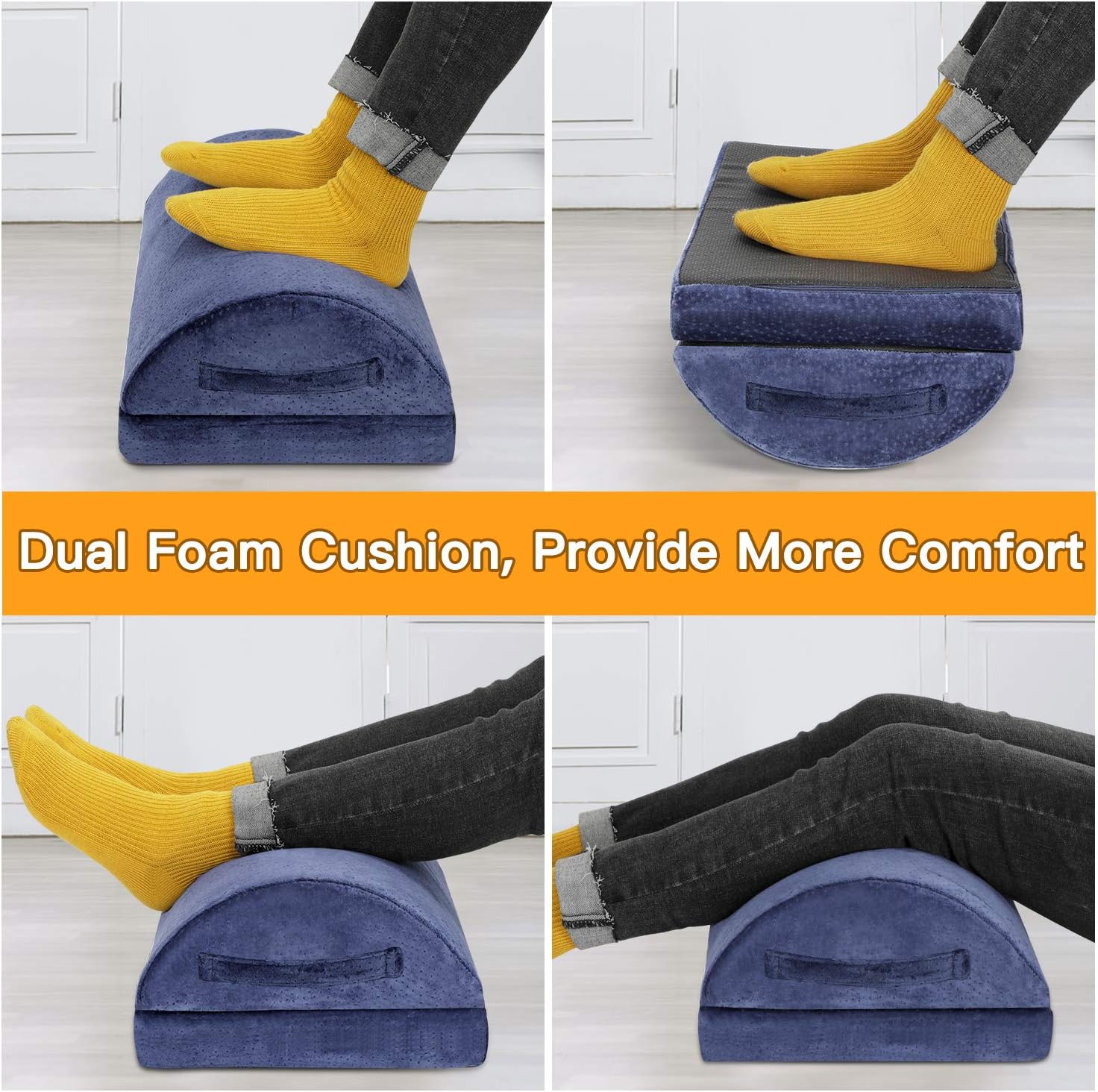 Adjustable Foot Rest - Foot Rest Under Desk Cushion Provides More Comfort for Legs, Ergonomic Footrest Cushion Reduces Pressure on Legs, Ideal for Airplane, Home and Office : Office Products