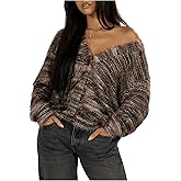 COZYEASE Women's Oversized Striped Cardigan Sweaters Button Down Long Sleeve Drop Shoulder Knit Outerwear Coat