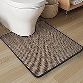PADOOR Braided Toilet Rugs U Shaped, Non Slip Toilet Mats for Bathroom Floor Machine Washable Super Absorbent Contour Bath Rugs for Toilet Mat Quick Dry U Shaped Toilet Rug, 20''x24'' Black