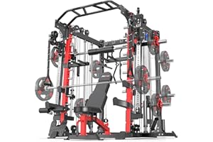 XGSW XINGESIWR Smith Machine，Multi-Function Squat Rack Power Cage with Cable Crossover System,with Optional Weight Bench, Olympic Barbell Weight Set, for Home Gym