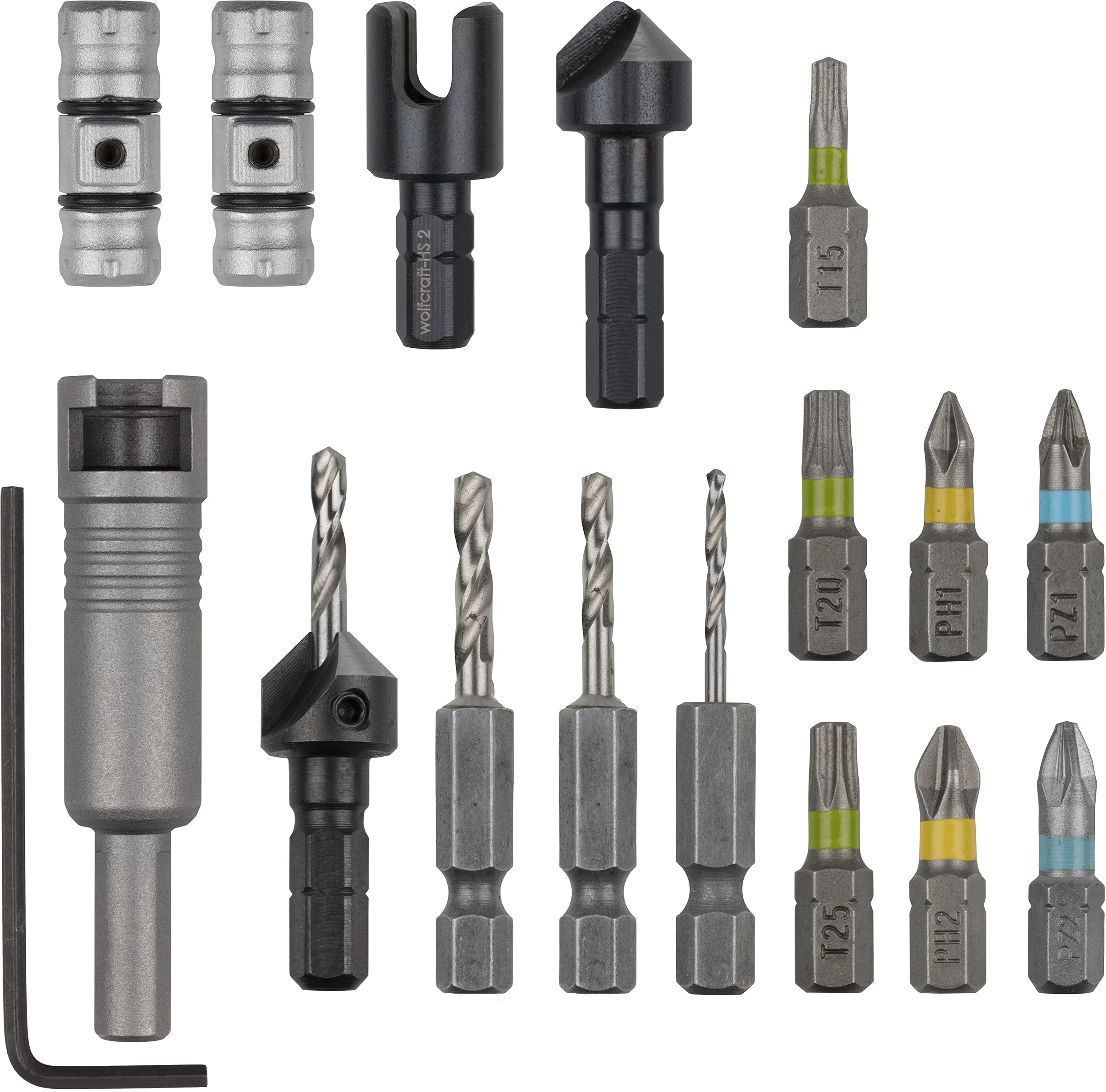wolfcraft All-In-One Flipbit Set 17 Pcs. I 3086000 I Dual toolholder solution for numerous two-step operations