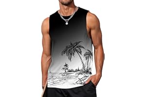 Mens Tank Tops Beach Summer Sleeveless Shirts Graphic Palm Tree Vacation Tanks Muscle Gym Tank Top